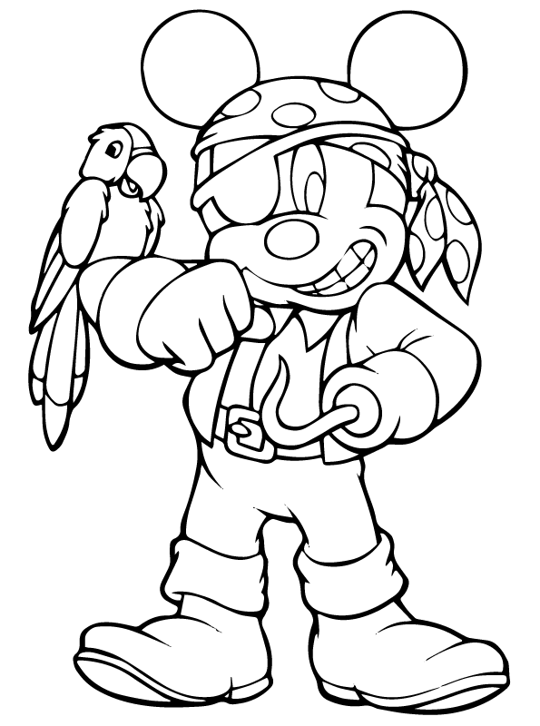 Kids-n-fun.com | Create personal coloring page of Pirate Mickey ...